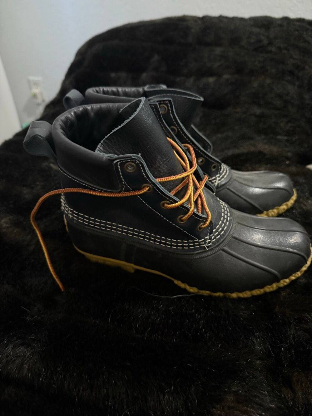 LLBean Bean Hunting Boots blue Leather 503046 Comfort Womens Size 8 ll bean